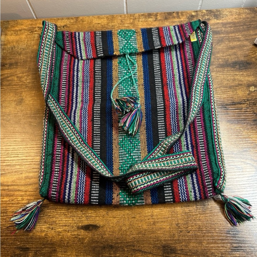 Pinzon Crossbody Mexican Woven Boho Bag w/ Tassels